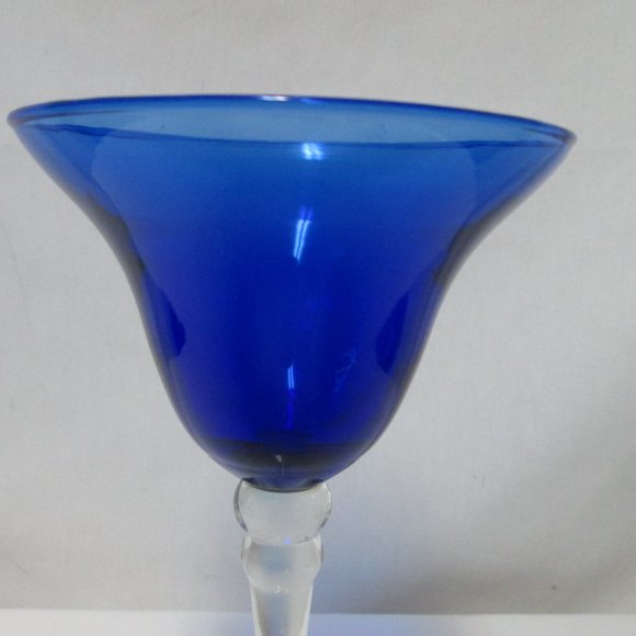 Cobalt Blue bell shaped tall wine spirits glass 8 inches Hand Made NEW - Picture 5 of 13